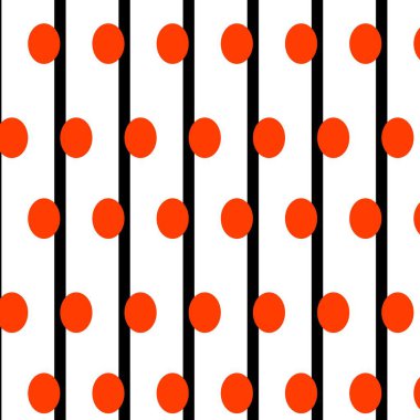 Abstract geometric pattern with red dot black strips.