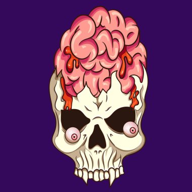 Hand drawn line art vector skull illustration