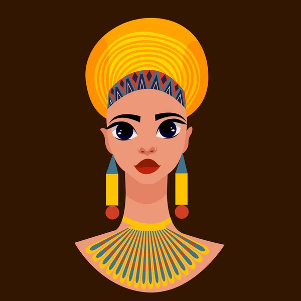 古代の服を着た美しいアラブ系エジプト人女性の肖像画 — ストックベクタ