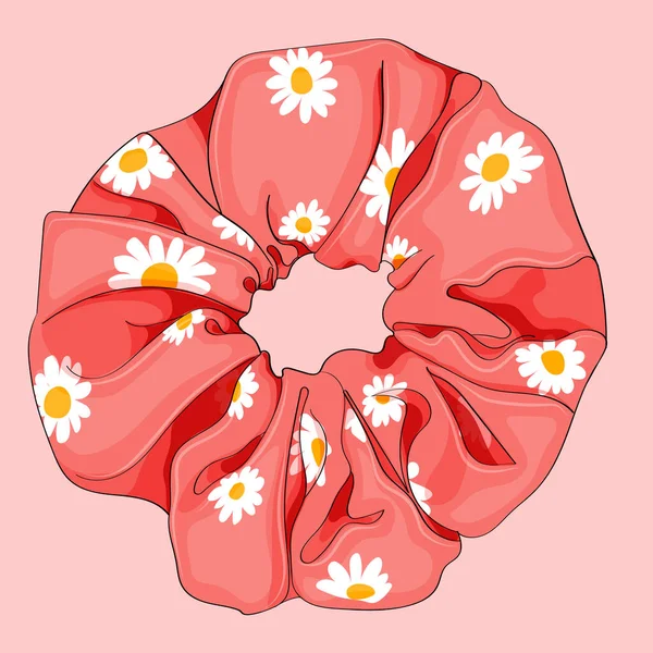 Pêssego Cabelo Seda Macia Amarra Scrunchie —  Vetores de Stock