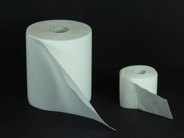 Kağıt havlu rulosu ve tuvalet kağıdı rulosu.