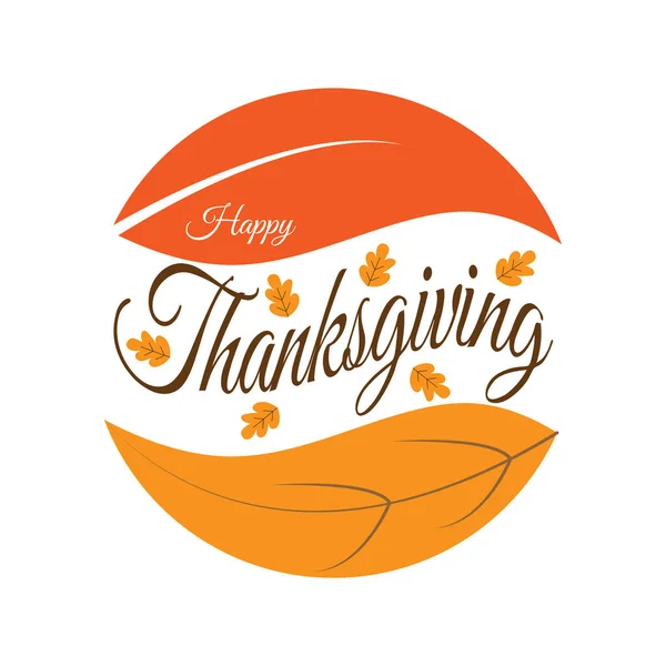 Circulaire Hand Getekend Thanksgiving Typografie Poster Met Bladeren — Stockvector