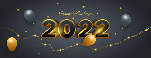 Realista Feliz Año Nuevo 2022 Banner Cartel Diseño Con Color — Vector de stock