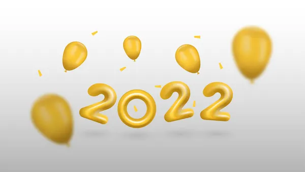 Realistas Globos 2022 Color Oro Cartel Celebración Año Nuevo — Vector de stock