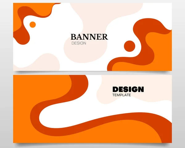Conjunto Fundo Design Banner Fluido Laranja Abstrato — Vetor de Stock