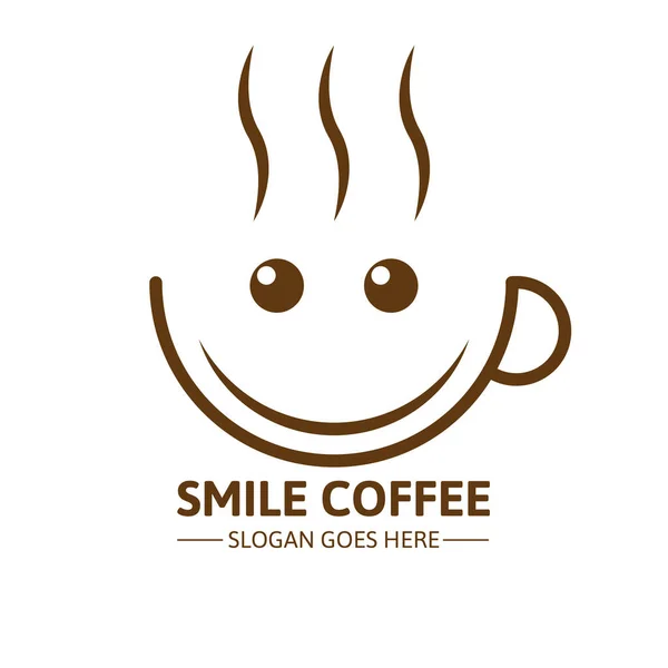 Sorriso Caffè Logo Inspiration Vector Illustrazione — Vettoriale Stock