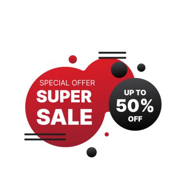 Gradyan sıvı şekilli satış etiketi tasarımı. iş vektörü illüstrasyonu