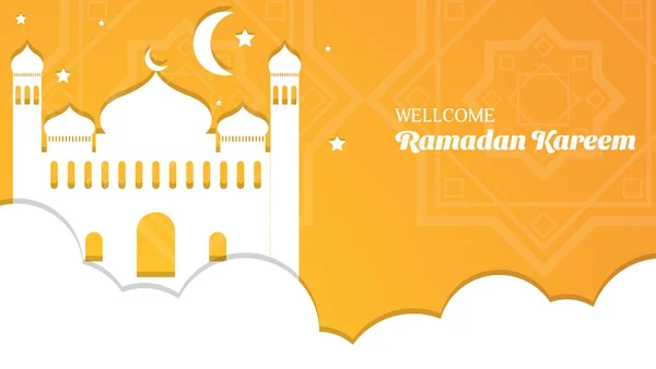 Ramadan Kareem Tło Kolorze Pomarańczowym Białym Islamski Wektor Ilustracji — Wektor stockowy