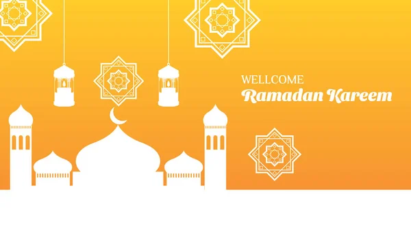 Ramadan Kareem Tło Kolorze Pomarańczowym Białym Islamski Wektor Ilustracji — Wektor stockowy