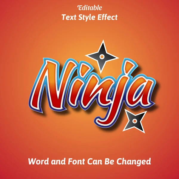 Effet Style Texte Rouge Bleu Effet Texte Ninja — Image vectorielle