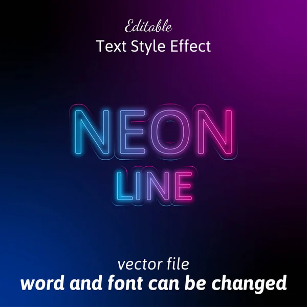 Efeito Texto Com Efeito Luz Néon Cor Azul Rosa — Vetor de Stock