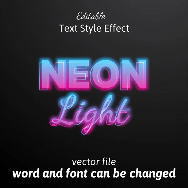 Текстовий Ефект Ефектом Неонового Світла Синьо Рожевому Кольорі — стоковий вектор
