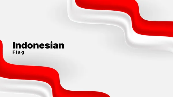 Fondo Patriótico Con Ondulada Bandera Indonesia Color Rojo Blanco Ilustración — Archivo Imágenes Vectoriales