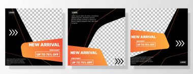 Siyah ve turuncu renkli bir sosyal medya şablonu oluştur. vektör illüstrasyonu