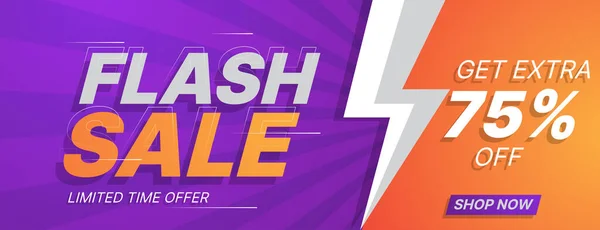 Flash Sale Banner Orange Purple Color Business Vector Illustration — Stockový vektor