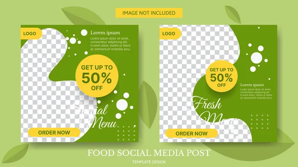 Food Culinary Social Media Post Template Design Promotion Green Yellow — Vetor de Stock