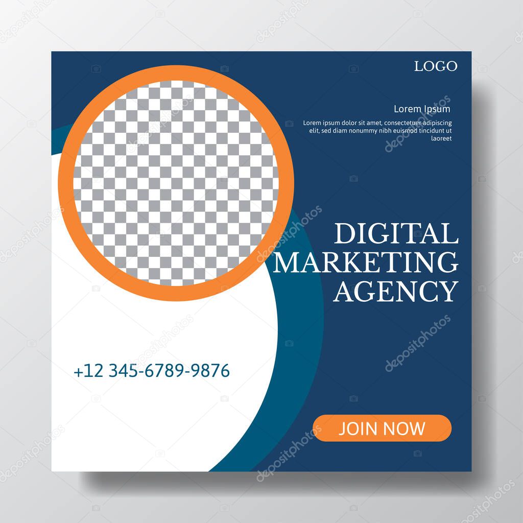 Digital marketing agency social media post template design. vector illustration