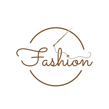Dikiş iğnesiyle moda logoti tasarımı. vektör illüstrasyonu