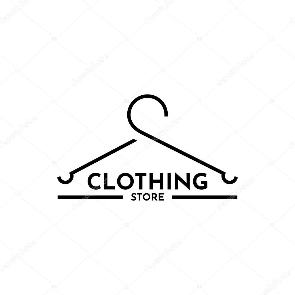 Clothing store logo design with hanger, vector illustration
