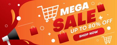 Mega satış afiş tasarım şablonu. vektör çizim