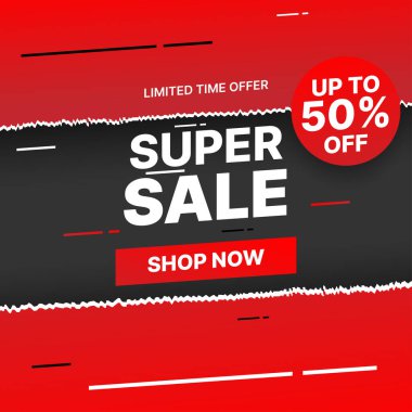 Sosyal medya paylaşımı için satış afişi şablonu tasarımı. vektör illüstrasyonu