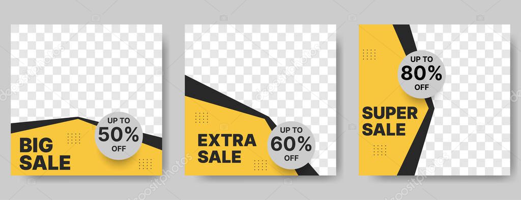 fashion sale banner design template for social media post with yellow and black.vector illustration