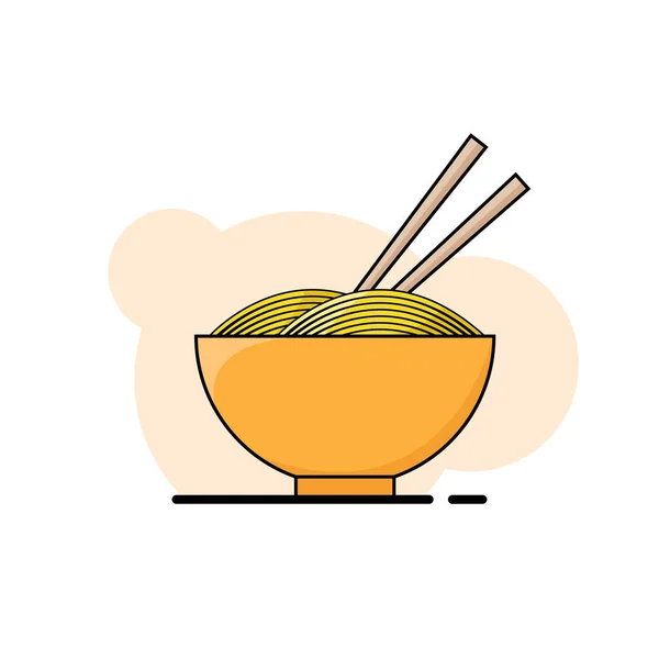 Illustration Vector Graphic Noodles Bowl Chopstick Suitable Restaurants Children — Stockvektor