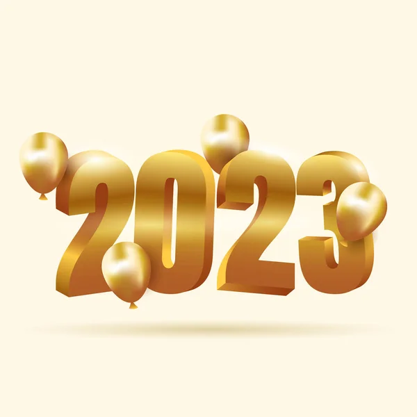 2023 Letras Oro Ilustración Con Globos Brillantes — Vector de stock