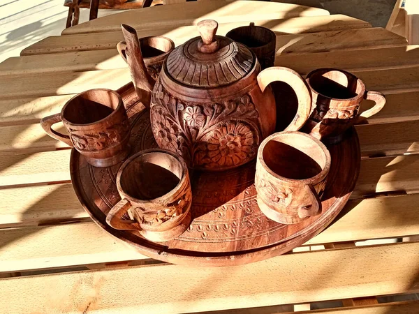 Conjunto Bule Madeira Tradicional Vintage — Fotografia de Stock