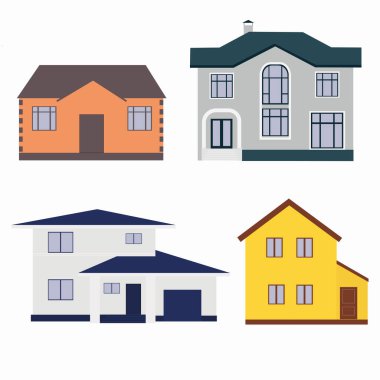 Vektör düz çizim. Bir dizi ev.