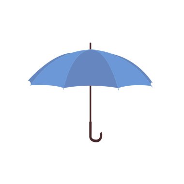  Vektör düz çizim. Mavi şemsiye açık