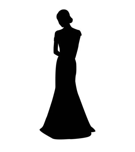 Διανυσματική Επίπεδη Απεικόνιση Σιλουέτα Ενός Κοριτσιού Μακρύ Φόρεμα Εικονογράφηση Αρχείου