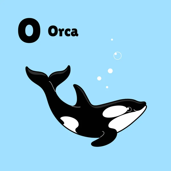 Cartoon Orca Uroczy Charakter Dla Dzieci Ilustracja Wektora Stylu Kreskówki — Wektor stockowy