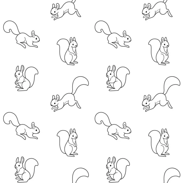 リスとシンプルなシームレスなトレンディーな動物のパターン 漫画のベクトルイラスト — ストックベクタ