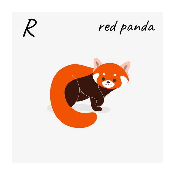 Cute Red Panda Cartoon Animal Character Vector Illustration Flat Style — Stock Vector