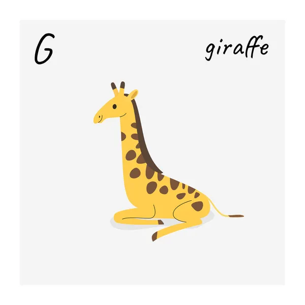 Carino Giraffa Personaggio Animale Cartone Animato Illustrazione Vettoriale Stile Piatto — Vettoriale Stock