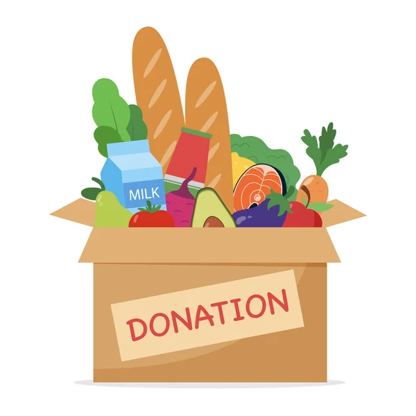 Food Grocery Donation Vector Illustration Concept Charity Philanthropy Welfare Benevolence — Stock Vector