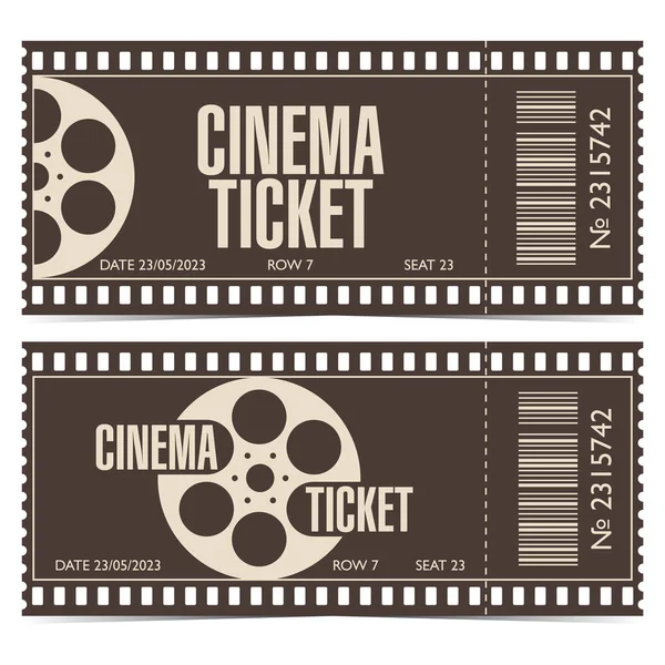 Biglietto Del Cinema Con Codice Barre Sotto Forma Striscia Film — Vettoriale Stock