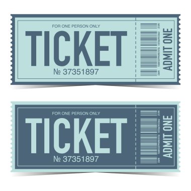 Bilet yırtılması ya da barkodlu sökülebilir bilet. Konser, parti, festival, sinema, tiyatro, etkinlik, sirk, spor, davetiye kuponları veya giriş pençeleri. Düz biçimli vektör illüstrasyonu.