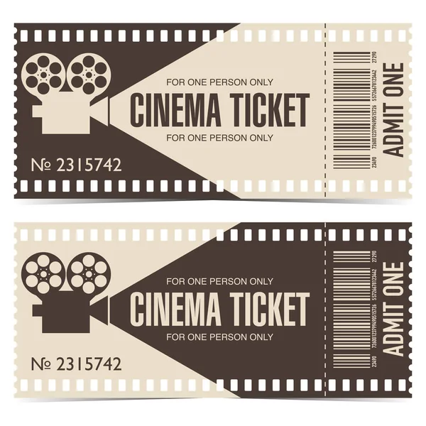 Biglietto Cinema Strappato Sotto Forma Striscia Film Biglietto Film Marrone — Vettoriale Stock
