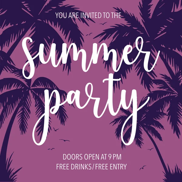 Summer Party Invitation Banner Poster Social Media Posts Web Projects — Vector de stock