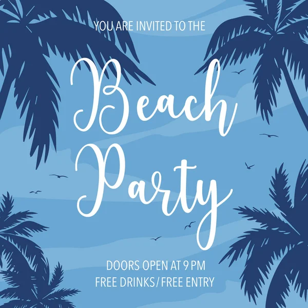 Beach Party Vector Banner Template Flat Style Tropical Exotic Summer — Stockvektor