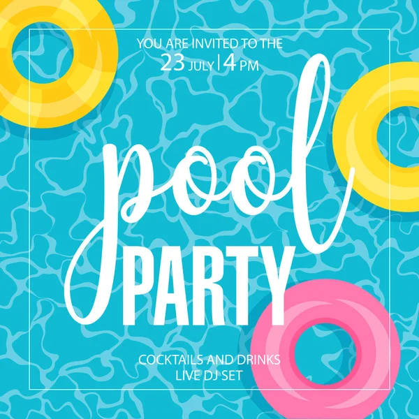 Poolparty Plakatgestaltung Für Sommerurlaub Oder Wochenendveranstaltung Vektor Illustration Von Einladungskarte — Stockvektor