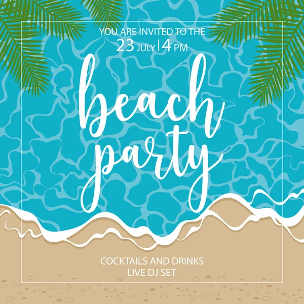 Beachparty Banner Oder Plakat Für Veranstaltungen Den Sommerferien Promo Broadsheet — Stockvektor