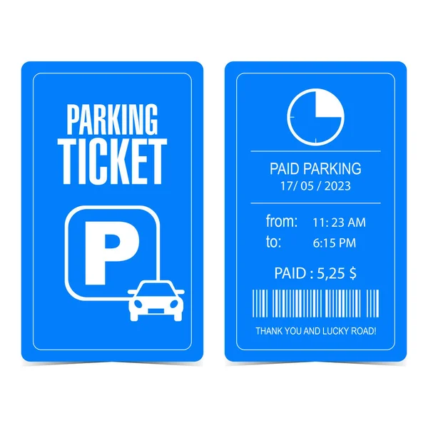 Parking Ticket Design Template Parking Receipt Quittance Entrance Exit Parking — Image vectorielle