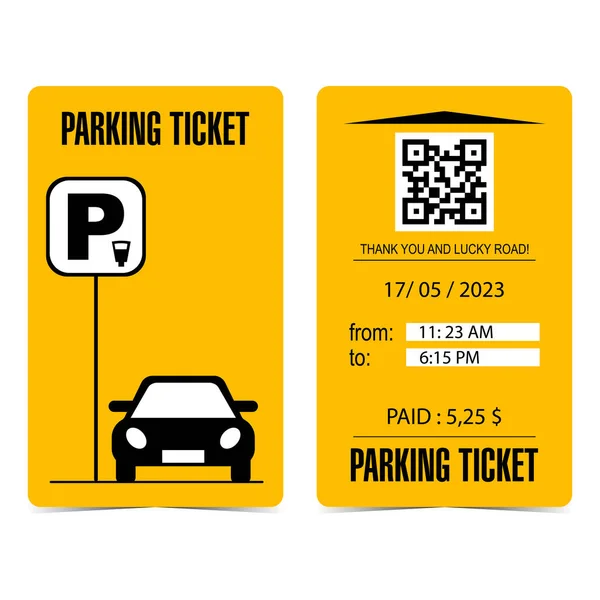 Plantilla Diseño Ticket Estacionamiento Pago Colores Negro Naranja Zona Aparcamiento — Archivo Imágenes Vectoriales