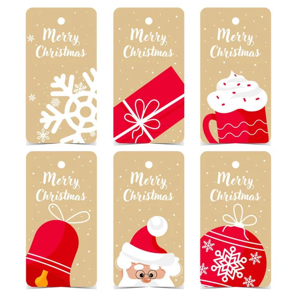 Tag Lub Etykieta Dekoracji Prezentów Świątecznych Merry Christmas Etykiety Upominkowe — Wektor stockowy