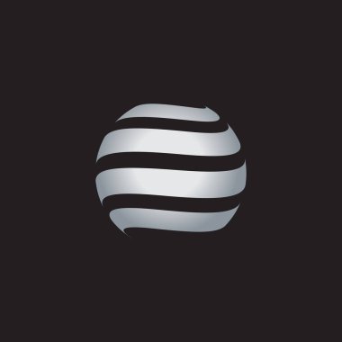 Metalik gümüş renkli logo dizaynlı basit 3D küre topu