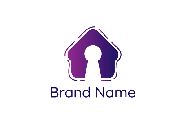 Простий Сучасний Дизайн Логотипу Поєднання Замкової Щілини Будинку Логотип Безпеки — стоковий вектор