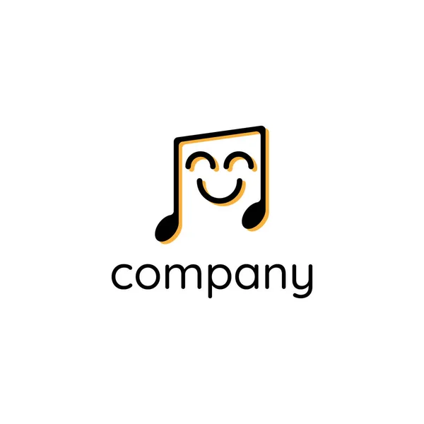 Diseño Logotipo Único Simple Una Notación Musical Con Una Cara — Vector de stock